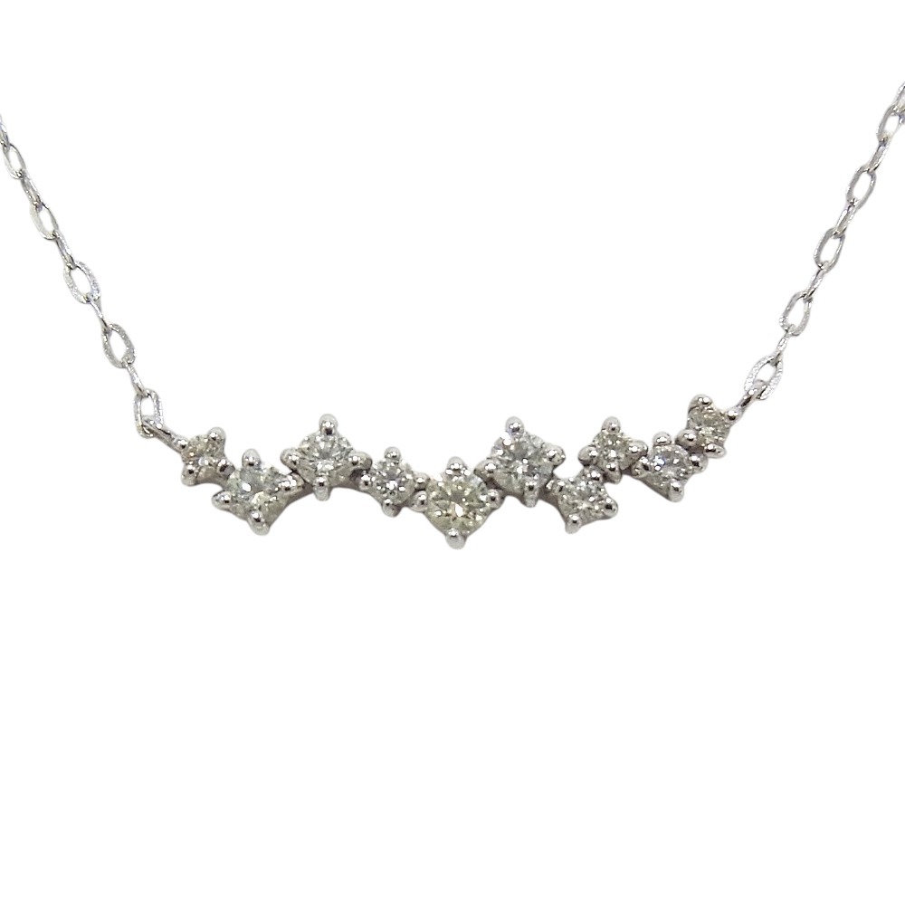 750　K18WG　ホワイトゴールド　ネックレスダイヤ0.16ct　デザインネックレス【中古】【程度A】【ノーブランド】｜ヤギ質店・平塚駅前店