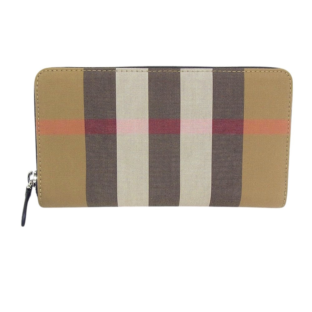 バーバリー　BURBERRY　長財布ラウンドファスナー　コットン/レザー　チェック柄【中古】【程度A+】【極上美品】｜ヤギ質店・平塚駅前店