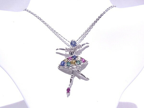 最大の割引 K18 Wg ホワイトゴールド ネックレスダイヤ サファイア エメラルド ルビー女性 バレリーナモチーフ 中古 程度a ノーブランド h 256 1577 Bronze Qa