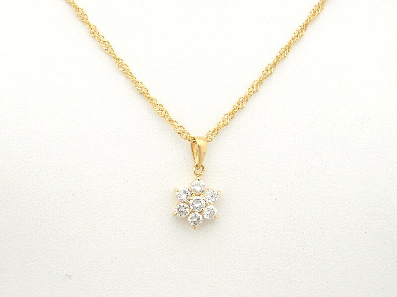 ネックレス 750 K18 YG イエローゴールドダイヤモンド 合計0.60ct デザインネックレス