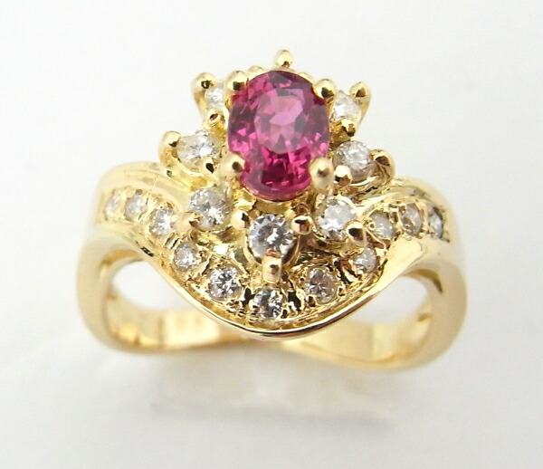 指輪　K18　YG　イエローゴールド ノーブランド　リング ルビー0.85ct ダイヤモンド0.38ct 【中古】【程度A+】【美品】 108,900円