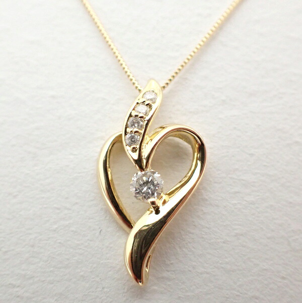 ネックレス　K18　YG　イエローゴールド ダイヤモンド　0.14ct　デザインネックレス 【中古】【程度A】【ノーブランド】