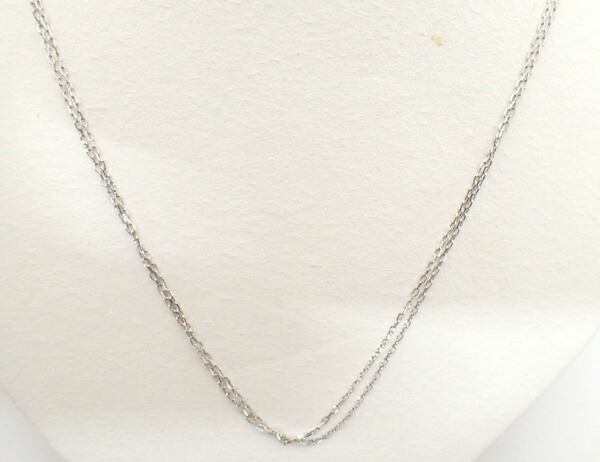ネックレス　K14　WG　ホワイトゴールド 2連　チェーンネックレス 【中古】【程度A】【ノーブランド】
