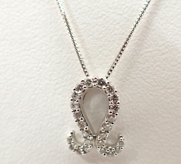 750　K18WG　ホワイトゴールド　ネックレス デザイン　ダイヤ 0.21ct 【中古】【程度A-】【ノーブランド】