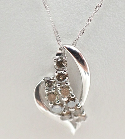 K18WG ホワイトゴールド ダイヤモンド ネックレス ブラウンダイヤモンド　1.00ct 【中古】【程度A】【ノーブランド】