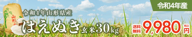 楽天市場】【新米】【送料無料】令和4年産山形県産はえぬき玄米30kg : 山形のお米とさくらんぼの矢萩商店