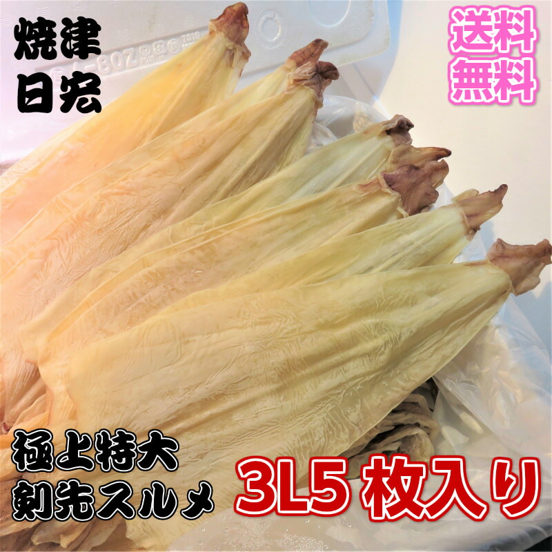 楽天市場 送料無料 特大極上剣先するめ 剣先スルメ5枚 貴重な3lサイズ 無添加 天日干し 高級 剣先イカ あたりめ 干しスルメイカ けんさきするめ 干物 おつまみ珍味 ギフト 贈答品 酒の肴 乾き物 晩酌のツマミに 剣先イカ ビール 日本酒 焼酎にも合う万能 海産物問屋