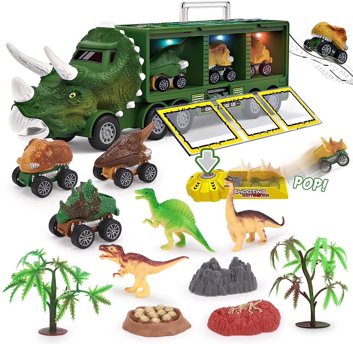 若者の大愛商品 車おもちゃ 恐竜おもちゃ トラックセット DIYカー ミニカーセット 恐竜フィギュア リターンカー 恐竜公園 慣性車 ダイナソー玩具  知育玩具 収納 カー ティラノサウルス 男の子 贈り物 誕生日プレゼント