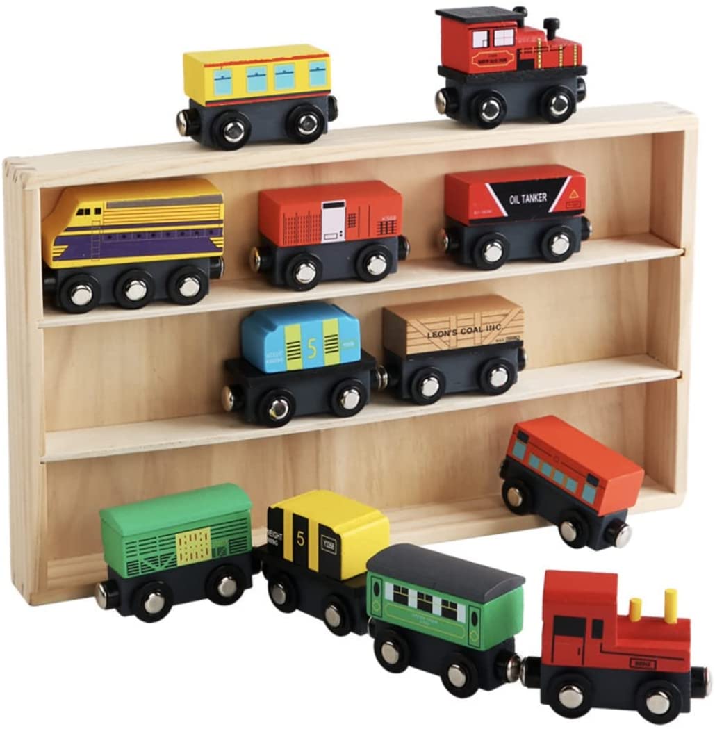 楽天市場】ミニカー 磁石でくっつく 木製 電車 セット お片付け