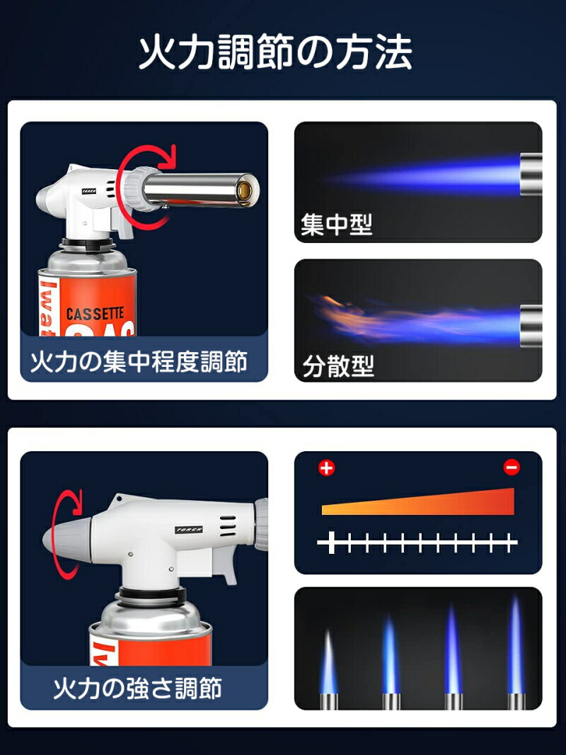 21最新安全設計 トーチバーナー アウトドア ガスバーナー 料理用 トーチ 900 1300 調整可能 q 料理 お菓子作り キャンプ 炭火起こし 溶接対応 ガスボンベなし 漏れない 180日保証 誤動作防止 安全装置 瞬間気化 操作簡単 全方向で使用が可能 ガス量調整 空気量調整