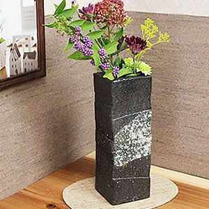 楽天市場】【12月13日10時開始ポイント10倍】信楽焼 黒銀彩花瓶 癒しを