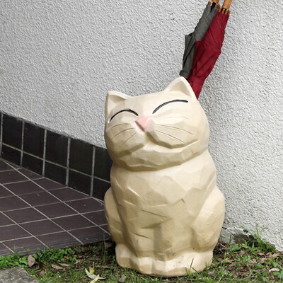 【今だけ押さえる15%OFFクーポン券】信楽焼 猫傘立て 部屋の入り口の室内装飾 瀬戸もの 信楽焼かさたて 瀬戸もの傘立て 和風傘立て やきもの 傘たて つぼ ツボ しがらき 傘入れ カサタテ 営造祝 開店祝 kt-0215