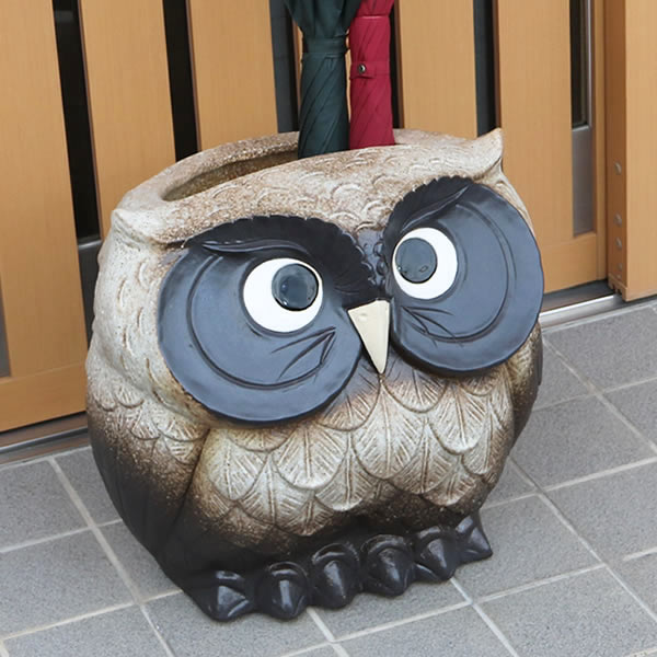 【今だけ10%OFFクーポン配布中】傘立て 陶器傘立て 信楽焼かさたて 和風傘立て 傘入れ 壷 しがらき カサタテ やきもの傘立て かさたて陶器 玄関 花器 花瓶 ふくろう傘立て 梟 フクロウ kt-0005
