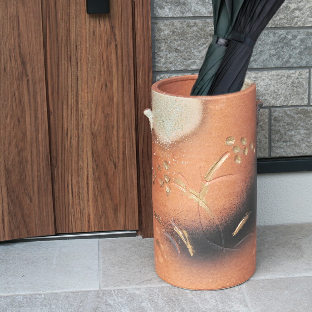 陶器　傘立て(茶系)1 陶器 傘立て(茶系)1 （傘立て 日本製 手作り 陶器製 信楽焼き
