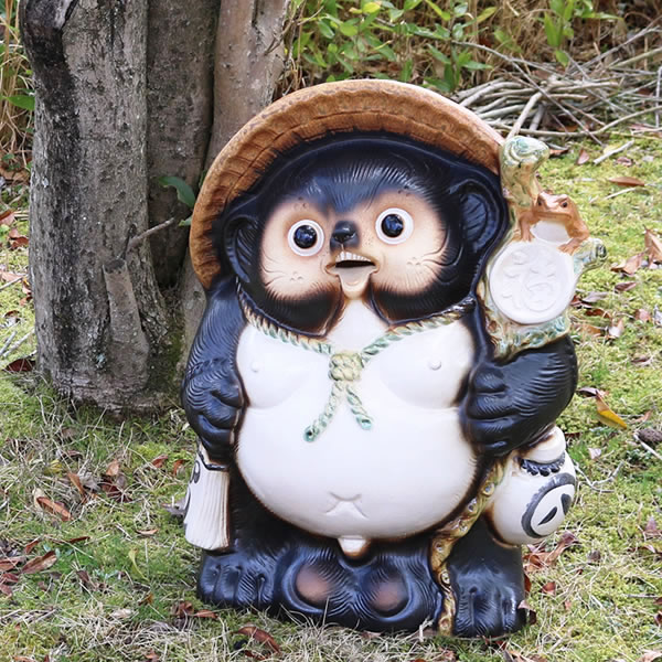 信楽焼　13号ふくろう蛙付き狸　たぬき　タヌキ　狸　41㌢ 信楽焼 高さ41㌢ 13号ふくろう蛙付き狸 たぬき タヌキ 狸