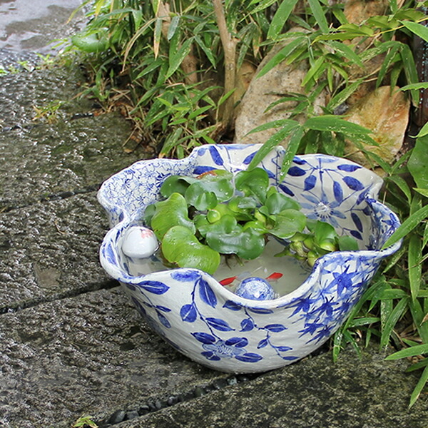 【新品同様】　信楽焼　陶器の水の流れる置物 信楽焼 流水 陶器 つくばい 水 掛水 かけ水 循環モーター 置物