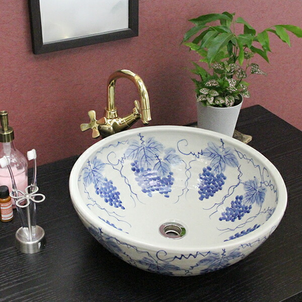 贈る結婚祝い Tr 3076 和風 やきもの 洗面陶器 洗面ボウル 手洗い鉢 洗面台 陶器 洗面シンク 洗面ボール 手洗鉢 手洗器 お洒落な洗面器 飽きのこない洗面鉢 ぶどう絵手洗い鉢 信楽焼 Tr 3076 Hamrahtrader Com