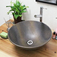 【今だけ押さえる15%OFF引き換え証】洗面どんぶり鉢 金彩ソリ型 tr-3186 洗面どんぶり鉢 室内用便器鉢 瀬戸もの 信楽焼 書き割り