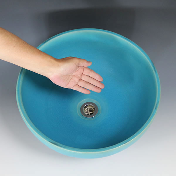 手洗い鉢 陶器洗面 信楽焼 鉢 陶器 トルコブルー tr-3244 円形 手洗器