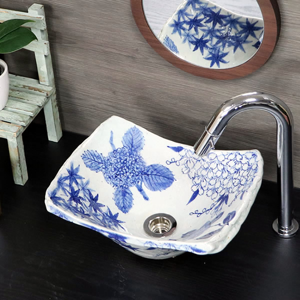 手洗い鉢 陶器洗面 信楽焼 洗面ボウル 手洗器 洗面ボール トイレ用 手洗鉢 陶器 洗面鉢 鉢 手洗い器 鉢 洗面シンク 洗面器 洗面台 ボール 和風 やきもの しがらき 長方形 tr-2257