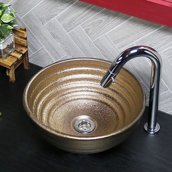 【今だけ制限事項15%OFFクーポン券】幼児用便器鉢 瀬戸もの洗面 信楽焼 洗面どんぶり鉢 幼児用便器器 洗面どんぶり鉢 幼児用便器用 手洗鉢 瀬戸もの 洗面鉢 鉢 幼児用便器器 鉢 洗面シンク 洗面器 洗面台 どんぶり鉢 和風 やきもの しがらき 金 ゴールド tr-2273