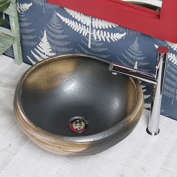 【今だけ10%OFFクーポン配布中】手洗い鉢 陶器洗面 信楽焼 洗面ボウル 手洗器 洗面ボール トイレ用 手洗鉢 陶器 洗面鉢 鉢 手洗い器 鉢 洗面シンク 洗面器 洗面台 ボール 和風 やきもの しがらき たわみ tr-2278