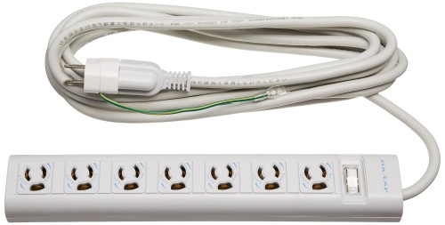 エレコム 電源タップ 雷ガード 一括スイッチ マグネット付 抜け止めコンセント 3ピン-2ピン変換アダプタ付属 7個口 3ピン 5.0m T-Y055DA