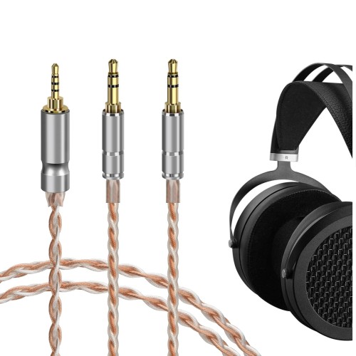Geekria Apollo 5N 単結晶銅表面に銀メッキ アップグレード ケーブル ハイファイマン HIFIMAN Edition XS, HE4XX, 400i, HE1000V2, デノン DENONs AH-D600, AH-D7200 等 ヘッドホン 対応 バランスライン 4芯 (2.5mmプラグ 150cm)