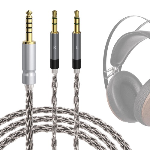 Geekria Apollo 銀メッキ銅アップグレードオーディオケーブル、Meze Audio 99 Classics シリーズ、109 PRO、LIRIC 2、 Strada、4.4mm からデュアル 3.5mm 交換用コードに対応 (4.9 フィート / 1.5 m/シルバー)