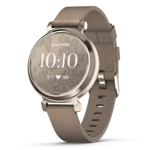 ガーミン(GARMIN) Lily 2 Classic Coffee Nylon/Cream Gold [Suica対応モデル/フル充電で5日間稼働/睡眠分析/ストレス値/BodyBattery/スマートフォンと接続で電話、メール、LINEを通知/生理・妊娠トラッキング] ｜yutaca 店