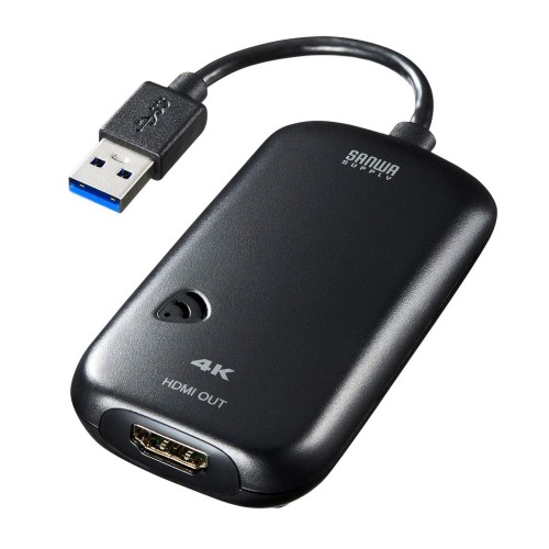 サンワサプライ USB3.0-HDMI見せびらかすアダプター 4K相応う (USB A繋ぎ 牡-HDMI繋ぎ 刃針) USB-CVU3固定ディスク2