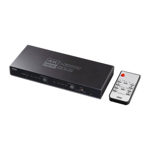 サンワサプライ HDMI行列うつり変わり器(4インプット・2最終生産物) 4K・HDR・光デジタル最終生産物付き添い人 SW-HDR42H