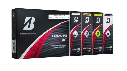 BRIDGESTONE(ブリヂストン)ゴルフどんぶり鉢 TOUR B X 2024年模範例 12球入 マルチ色つや容器に並べる(白いこと×3球、パール白いこと×3球、黄色×3球、コーポレート×3球) B4MXJ