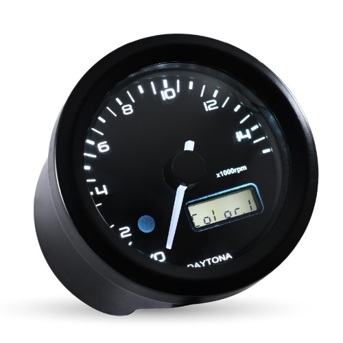 デイトナ(Daytona) バイク タコメーター 電気式 電圧計 VELONA(ヴェローナ) ブラックボディ/3色LED φ48 15000rpm表示 44199