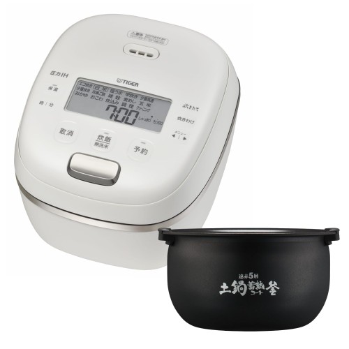 WEBタイガー魔法瓶 炊飯器 5.5合 圧力IH 日本製 遠赤5層土鍋蓄熱コート釜 お手入れ2点 ホワイト JRI-N100 W｜yutaca 店