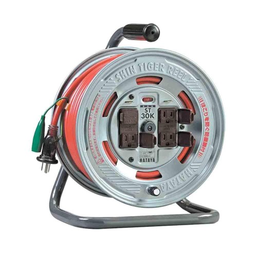 ハタヤ (HATAYA) 吊りひも木管 屋内用 100V型 吊りひも30m 太さ2.0? 判定基準型 舞い降りる付 差し込み4個 差し込み防塵扉 飛行士照明ランプ内蔵 身寄り用 工業プラント用 作り上げる一こま シンタイガーリール ST-30K