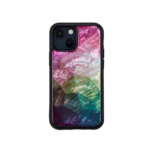 ikins iPhone 13 mini ケース 天然貝 [ Pearl 光沢 フラワー TPUとポリカーボネートのハイブリッド ストラップホール付き ワイヤレス充電 ] Water flower I21041i13MN