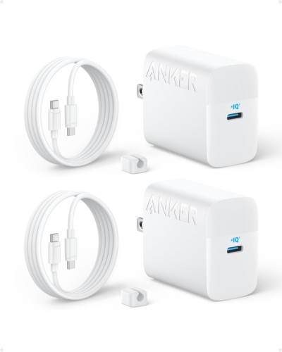 Anker Charger (45W) with USB-C USB-Cケーブル 2個セットUSB PD対応/PSE技術基準適合/PPS規格対応/PowerIQ 3.0 (Gen2) 搭載MacBook PD対応Windows PC iPad iPhone 15 Galaxy Android スマートフォン ノートPC 各種 その他機器対応 (ホワイト)