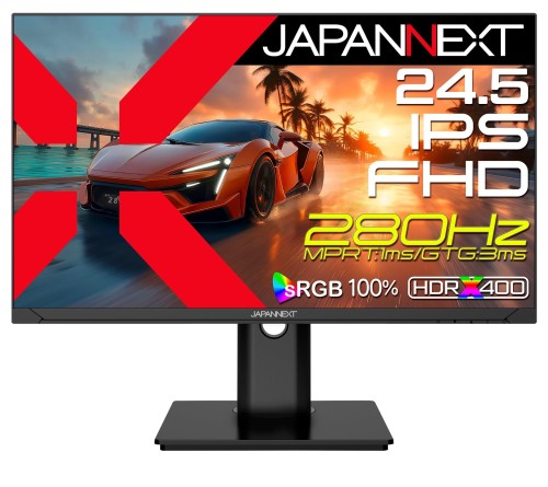 JAPANNEXT 24.5in IPSダイアログボックス積み上げる 280サイクル/1ms(MPRT)相応う 盛りだくさん固定ディスク(1920x1080)解像力 ゲーミングモニター JN-IPS245G280F-HSPC6 HDMI DisplayPort USB-C(最大限度65W給電) sRGB:100% HDR400好いかげんに なおなお書き5 盛りだくさん固定ディスク:120サイクル繋ぎ合わせる 高さ自然調整 中心(縦回転させる) 2年引き受ける