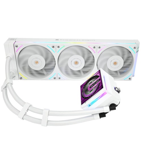 Thermalright Hyper Vision 360 UB ARGB White 中央処理装置 AIO冷房装置、360粍放射体、磁石ダイアログボックス-IPS LCD映写幕、480x480解像力、AM4/AM5;Intel LGA1851/1700用、3.95in映写幕 高性能揚水機