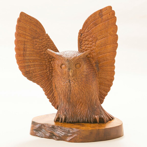 楽天市場】杉 木彫りふくろう 高さ32cm 木彫り 置物 梟 フクロウ