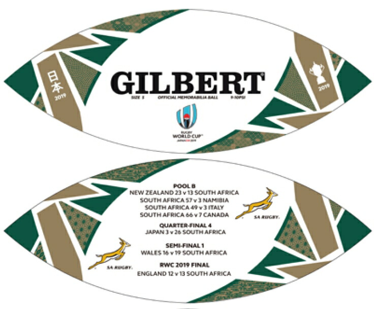 1月中旬以降出荷予定GILBERTギルバート2019年ラグビーワールドカップチャンピオンズ記念ボールレプリカボール5号球GB9018