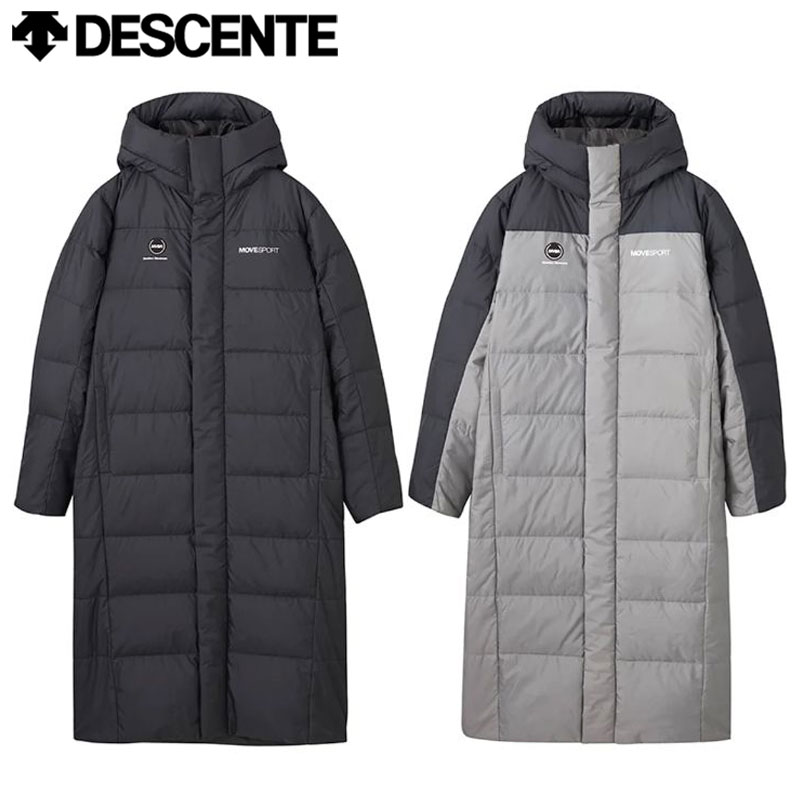 DESCENTE フード付きブラックダウンジャケット（ベンチコート）Sサイズ sa-st4fdj01m_1.jpg