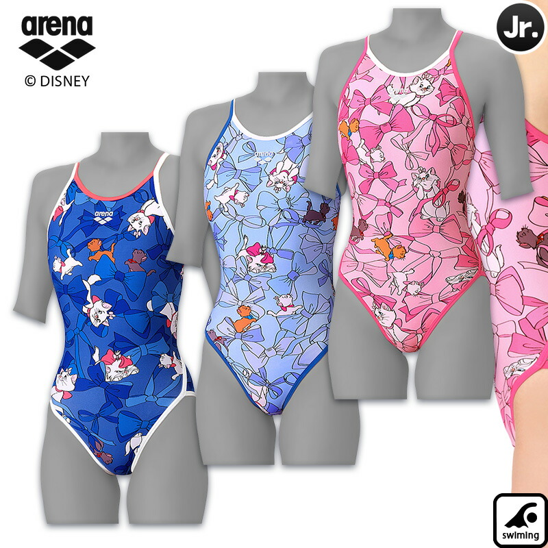 アリーナ ジュニア トレーニングワンピース（オープンバック）ディズニー おしゃれキャット 子供用 練習用 AS6SWM54G画像