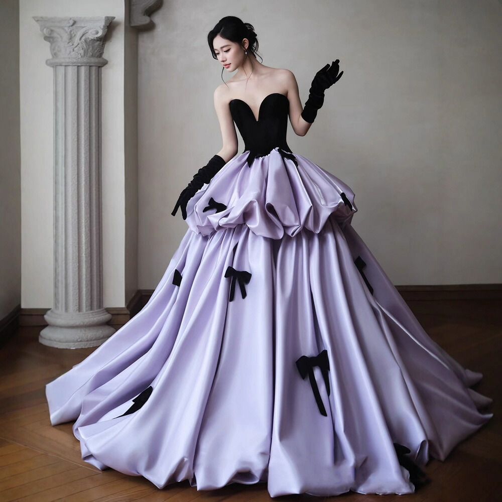フォトウェディング撮影花嫁ドレスウェディングドレス二次会カラードレスプリンセスドレスお姫様ドレス前撮り可愛いパーティードレス結婚式成人式ドレス誕生日イブイングドレスフォーマルコンサートピアノ演奏会ロングドレス発表会ストラップレスドレス｜ヤマザッカ店