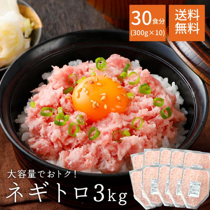 ネギトロ 3kg 300ｇ×10 大容量 焼津 静岡 小分け めばちまぐろ びんちょうまぐろ きはだまぐろ 送料無料