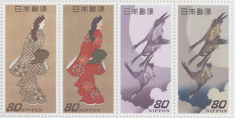 【シート4】銭単位切手 切手趣味週間「月に雁(安藤広重)」8銭切手 昭和24年 楽天市場】【現品限り】 昭和24年 切手趣味週間「月に雁」 5面