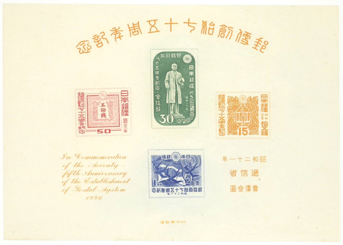 楽天市場】【小型シート】 UPU(万国郵便連合)75年記念 記念小型