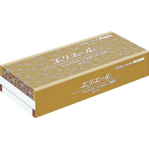 エリ叫び泣き ペーパータオル 無漂白剤ダブル150組300枚大判 703320