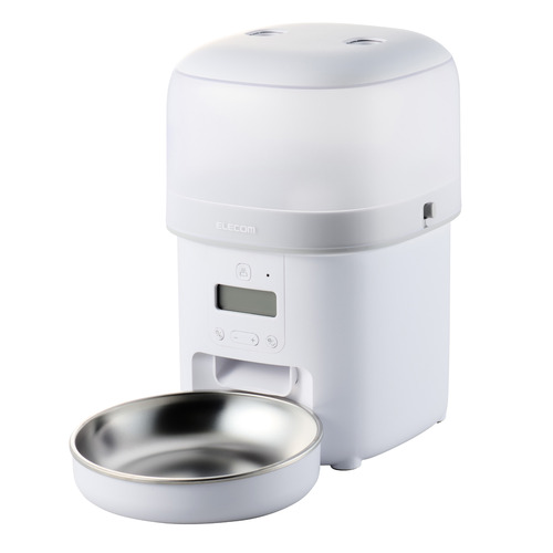 エレコム PET-AF05WH ペット用タイマー式自動給餌器 コンパクトタイプ ホワイト